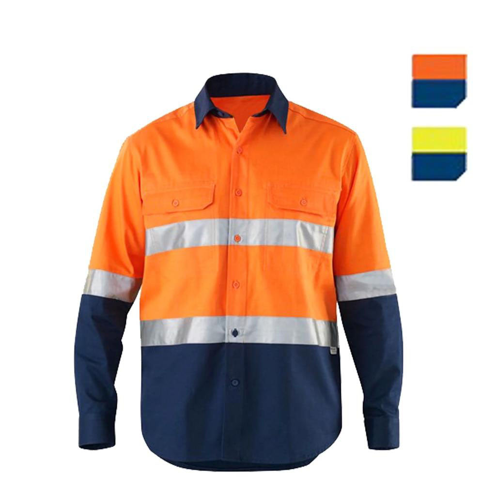 Dressworks Hi Vis Workwear Unisex Button Long Sleeve Orange