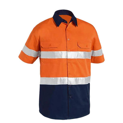 Dressworks Hi Vis Workwear Unisex Button Short Sleeve Shirt with Reflective Tape