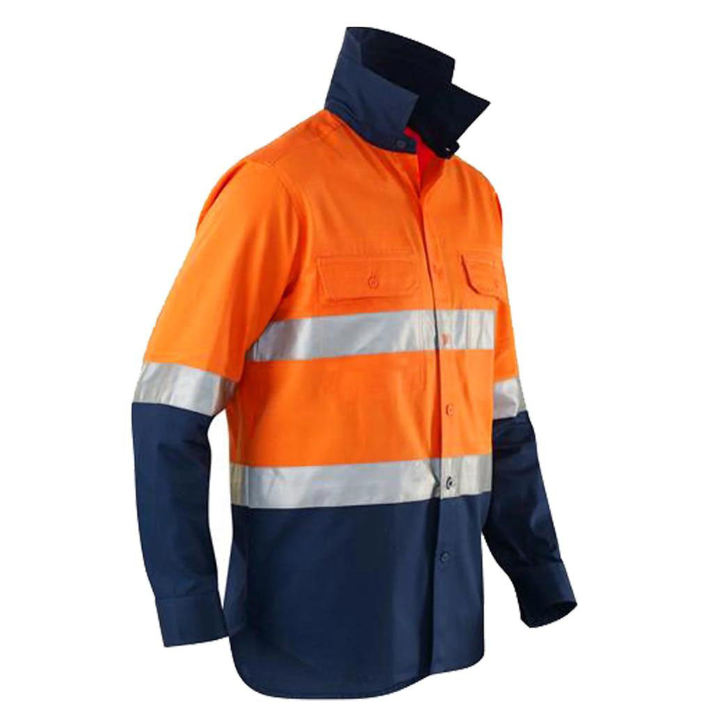 Dressworks Hi Vis Workwear Unisex Button Long Sleeve Orange 2