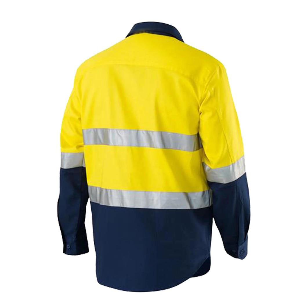 Dressworks Hi Vis Workwear Unisex Button Long Sleeve Yellow 1